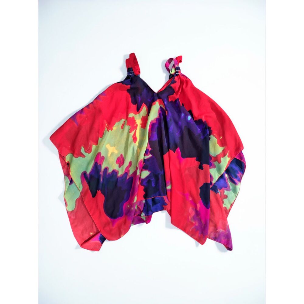 UNIQUE SPECTRUM Plus Size 3X Watercolor Abstract Drape Top - Summer, Festival - Picture 2 of 5